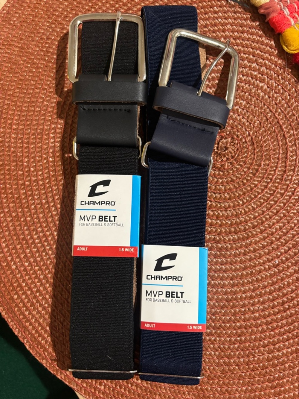 2 pack CHAMPRO MVP Adult Belts - Black & Navy